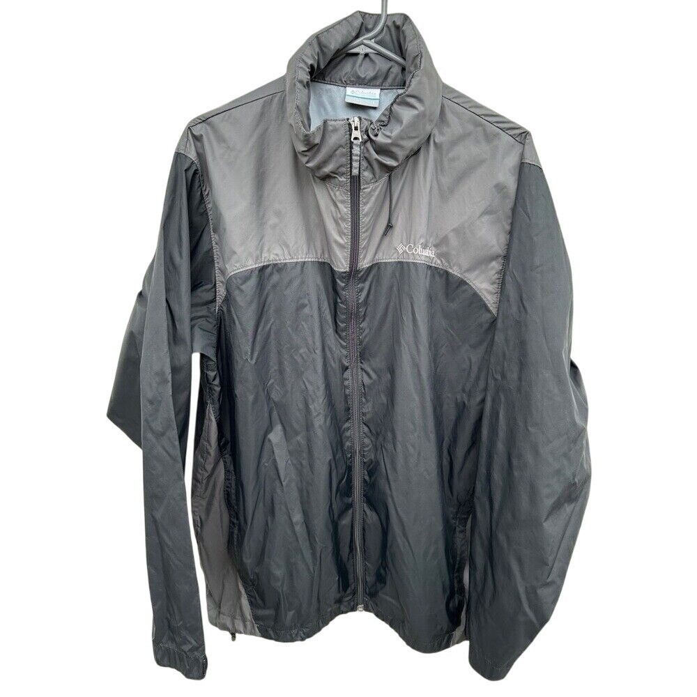 Columbia Mens Gray Black Colorblock Full Zip‎ Windbreaker Jacket Large RM2015